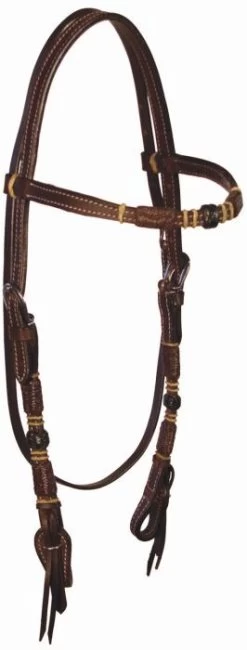 Buffalo Leather Multi-Color Rawhide Headstall - Brown, 18 In X 10 In