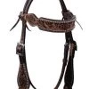 Buffalo Leather Vintage Flower Dots Browband Headstall - Black -Garden And Farm Shop buffaloleather6818199 1