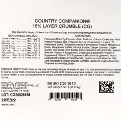 Country Companion Layer Crumble Chicken Feed - 50 Lb -Garden And Farm Shop country companion layer crumble 16 50 5i8a2208 03