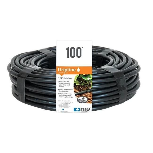 DIG 100 Ft 1/4 In Microline Dripline With Emitter Every 6 In - Black 3 DIG 100 Ft 1/4 In Microline Dripline With Emitter Every 6 In - Black