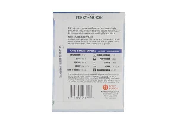Ferry-Morse Radish, Rainbow Mix Seed Packet 4 Ferry-Morse Radish, Rainbow Mix Seed Packet - Image 2