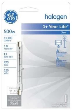 GE Halogen 500W Clear Quartz Light Bulb