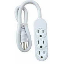 Master Electrician Mini 3-Outlet Power Strip - White - 2 Ft