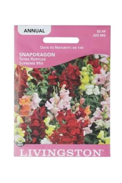 Livingston Snapdragon, Tetra Ruffled Supreme Mix Seed Packet