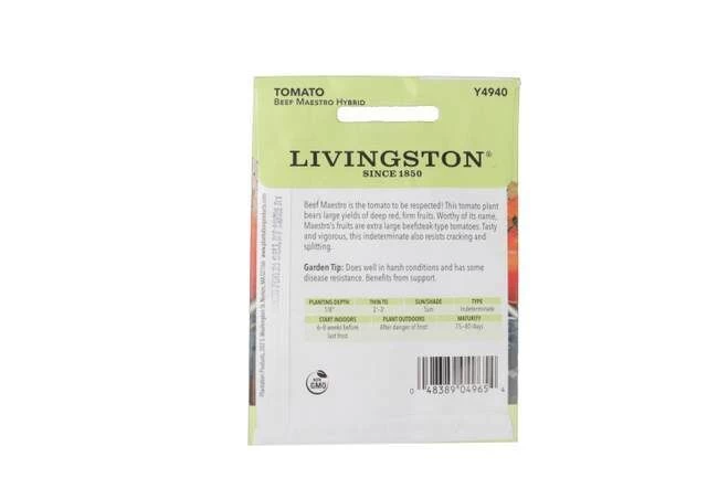 Livingston Tomato, Beef Maestro Hybrid Seed Packet 4 Livingston Tomato, Beef Maestro Hybrid Seed Packet - Image 2