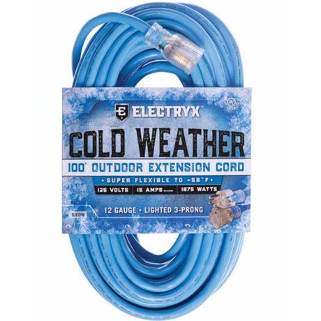 Electryx Blue Heavy Duty 12 Gauge In/Out Extension Cord - 100 Ft 3 Electryx Blue Heavy Duty 12 Gauge In/Out Extension Cord - 100 Ft