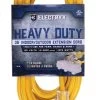 Electryx Yellow Heavy Duty In/Out 3 Plug Extension Cord 12 Gauge - 25 Ft -Garden And Farm Shop midstatesdirect1374109 1