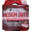 Electryx Red Medium Duty In/Out 3 Plug Extension Cord 14 Gauge - 100 Ft -Garden And Farm Shop midstatesdirect1374121 1