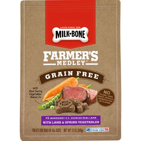Milk-Bone 12 Oz Farmer's Medley Grain Free Dog Biscuits- Lamb & Vegetable 3 Milk-Bone 12 Oz Farmer's Medley Grain Free Dog Biscuits- Lamb & Vegetable