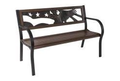 Painted Sky Designs 2-Tone Tube Steel Eagle Bench - Black