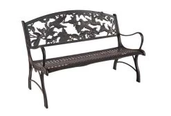 Painted Sky Designs Iron Hummingbird Bench - Black