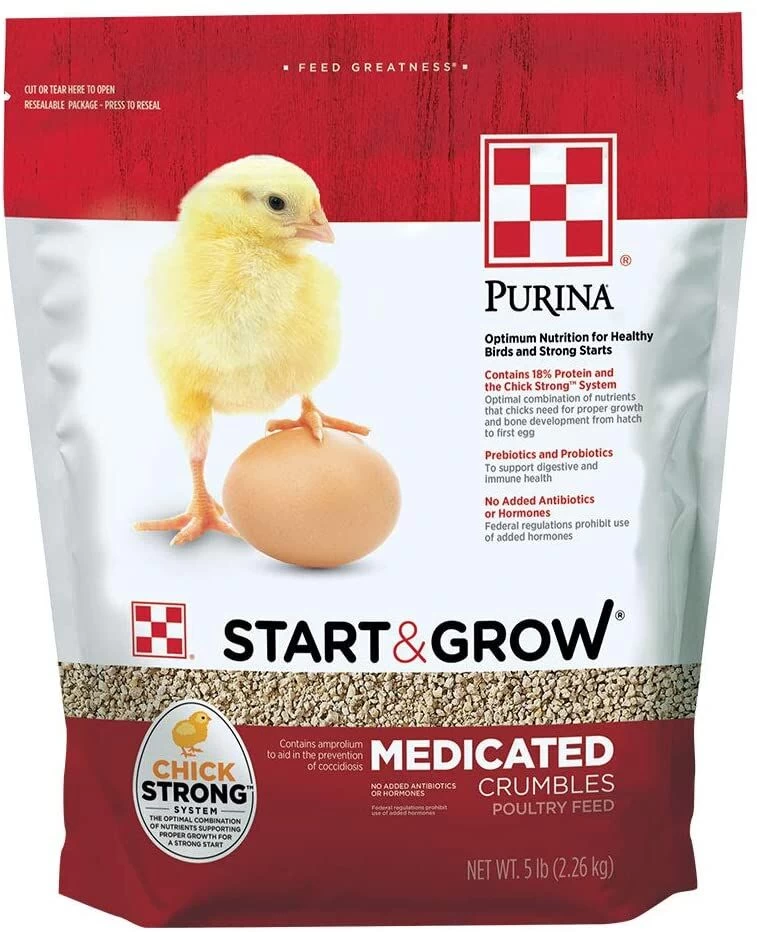 Purina 5 Lb Bag Medicated Start & Grow Crumbles Poultry Feed 3 Purina 5 Lb Bag Medicated Start & Grow Crumbles Poultry Feed