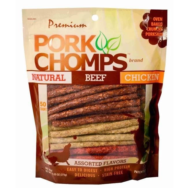 Pork Chomps 5" Munchy Stick - Pork, Puppy, Senior, 50 Count 3 Pork Chomps 5" Munchy Stick - Pork, Puppy, Senior, 50 Count