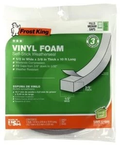 Frost King Foam Weatherseal Tape - 1/2 X 3/8 In X 10 Ft