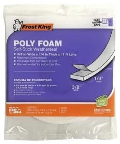 Frost King Poly Foam Weatherseal Tape - 3/8X1/4 In X 17 Ft