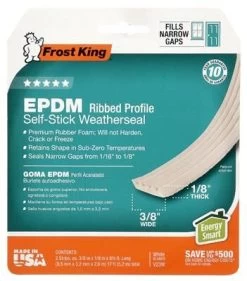 Frost King Rubber Weatherseal Tape - 3/8X1/8 In X 17 Ft