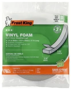 Frost King Foam Weatherseal Tape - 1/4 X 1/8 In X 17 Ft
