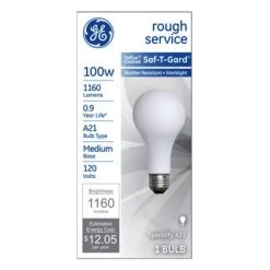 GE GE 100-Watt Rough Service Light Bulb