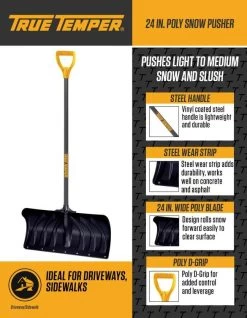 True Temper 24-Inch Poly Blade Snow Shovel -Garden And Farm Shop trutemp 1603500 infogr