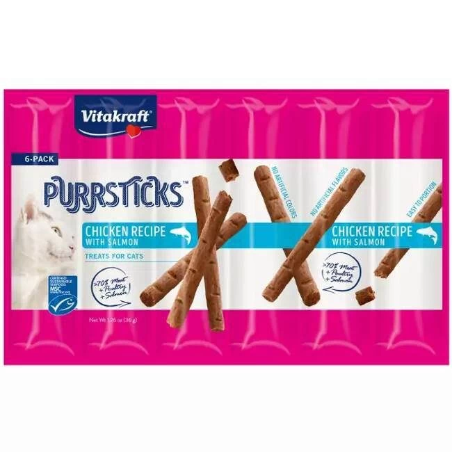 Vitakraft Chicken & Salmon Purrsticks Treat - 6 Pack 3 Vitakraft Chicken & Salmon Purrsticks Treat - 6 Pack