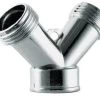 Titan Casters Siamese Y Hose Connector - Chrome -Garden And Farm Shop waxmanconsumerproducts4047443 1