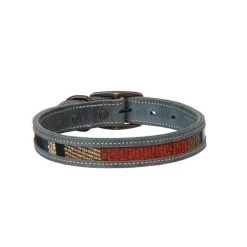Aztec Collar Leather Dog Collar - Indigo Sky, 1 In X 23 In